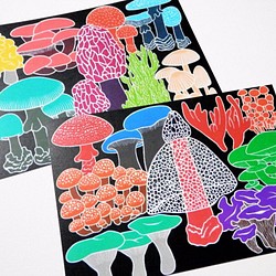 カラフル キノコのポストカードセット 1枚目の画像