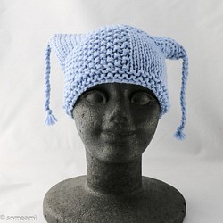 手編みの毛糸の帽子A191221 1枚目の画像