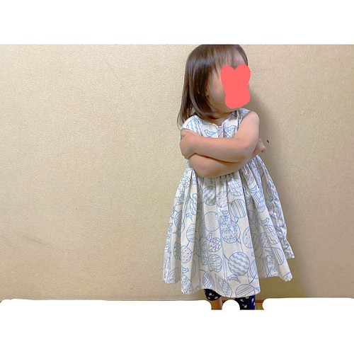 胸下切り替えの鳥ステッチワンピース サイズ100 子供服 Pecochiii 通販 Creema クリーマ ハンドメイド 手作り クラフト作品の販売サイト