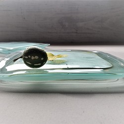 ガラスの器　ケーキ皿　シルバー 1枚目の画像