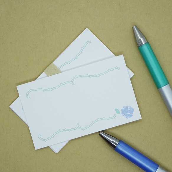 青バラのミニメッセージカード　手書き風 1枚目の画像