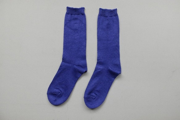[新]亞麻針織襪（寶藍色）女士 第1張的照片