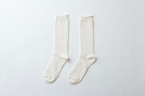 亞麻針織襪（白色）男用 第1張的照片