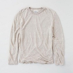 亞麻針織 mens/L 長袖套衫（自然色/裸色） 第1張的照片