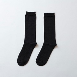 【現行規格限量】亞麻針織襪（黑色）女式 第1張的照片