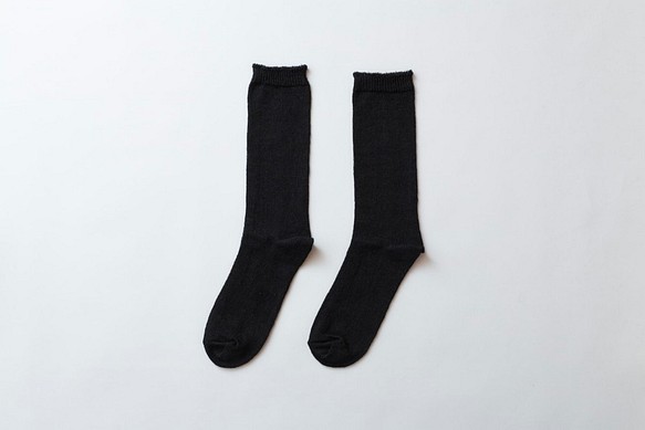【現行規格限量】亞麻針織襪（黑色）女式 第1張的照片