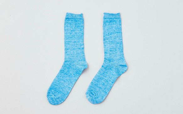 亞麻針織襪（天藍色）女裝 第1張的照片