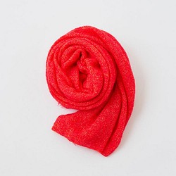 【限量發售】馬海毛亞麻針織披肩 紅橙 第1張的照片
