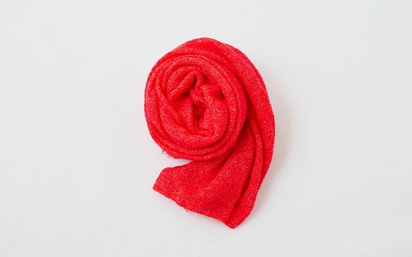 【限量發售】馬海毛亞麻針織披肩 紅橙 第1張的照片