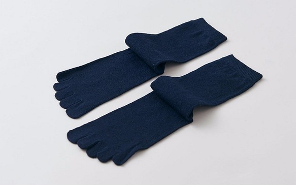 麻棉5指襪子（海軍/染色）女士 第1張的照片