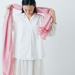 恩里卡棉絲綢圍巾玫瑰粉/植物染料 第1張的照片