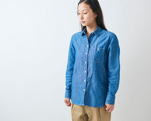 HANDROOM WOMEN'S コットンリネン ダンガリーシャツ【ラスト