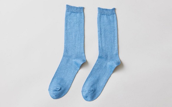亞麻針織襪（薩克斯藍）男款 第1張的照片