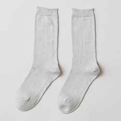 [補貨] 亞麻針織襪（淺灰色）女士 第1張的照片