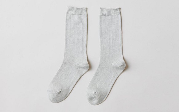 [補貨] 亞麻針織襪（淺灰色）女士 第1張的照片