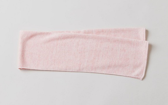 亞麻針織條紋面巾粉紅色 x 白色 第1張的照片
