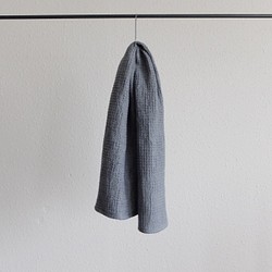 [進貨]亞麻華夫格面巾藍灰色 第4張的照片