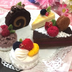 マグネットセット、チョコケーキ・ロールケーキ・ショートケーキなど 1枚目の画像