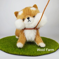拒否柴犬(拒否柴棒・芝セット)　～Wool Farm～　羊毛フェルト 1枚目の画像