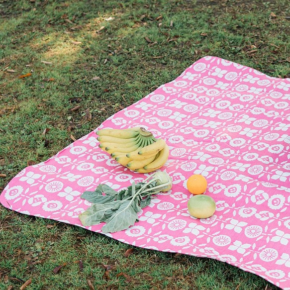 戶外地毯 M 尺寸 150*150cm 花盆粉紅色 168005 花卉圖案 ALCEDO 第1張的照片