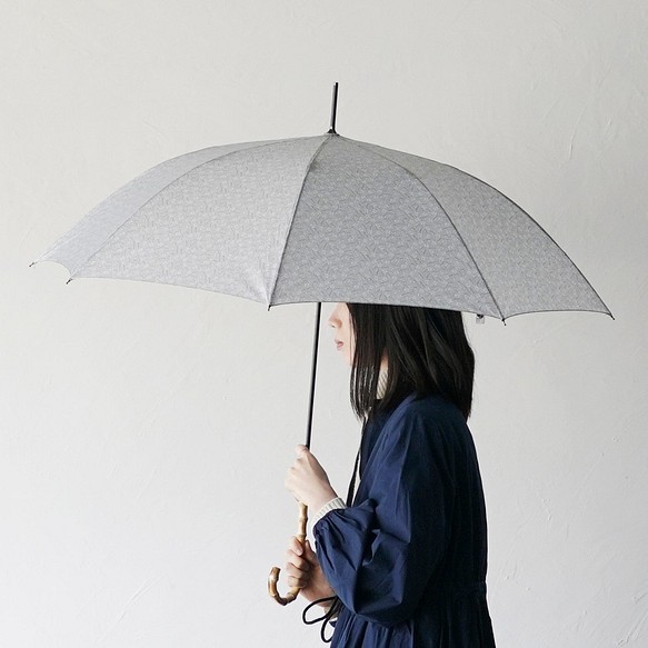 竹傘 吹花灰 Rain and Shine Long Umbrella ALCEDO 161020 遮陽傘雨傘 小花紋灰 第9張的照片