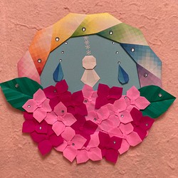 折り紙リース雨上がりの紫陽花＊ピンク 1枚目の画像