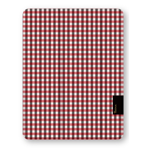 名入れ iPadカバー ケース SALE 78%OFF スタンド機能 赤と黒のブロックチェック オートスリープ機能 高評価！ ip46