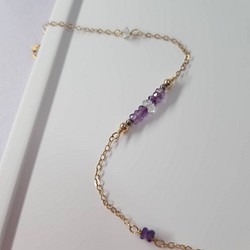 點亮系列  紫水晶 赫基蒙水晶閃靈鑽 14kgf 美國包金 細緻手鍊 第1張的照片