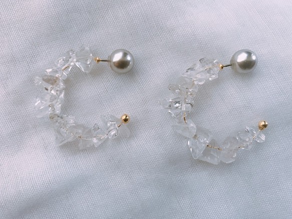 耳環：水晶玻璃箍 第1張的照片