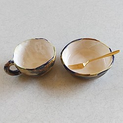 《2点セット》陶のマグカップ＆デザート小鉢【沖縄風】 1枚目の画像