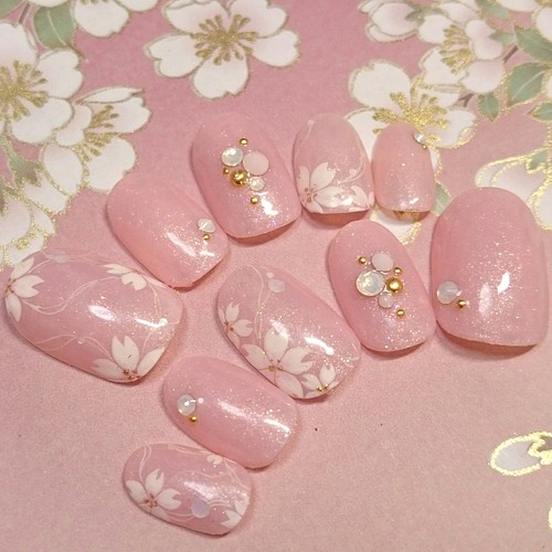 ネイルチップ 桜 ピンク かわいい 247 ネイルチップ ネイルシール Ruru Nail 通販 Creema クリーマ ハンドメイド 手作り クラフト作品の販売サイト