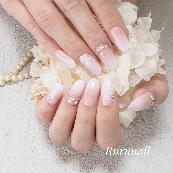 ネイルチップ ブライダル フラワー 白グラデ 469 ネイルチップ ネイルシール Ruru Nail 通販 Creema クリーマ ハンドメイド 手作り クラフト作品の販売サイト