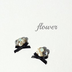 成熟風緞帶裝飾♡珠寶夾式耳環/耳針 第1張的照片