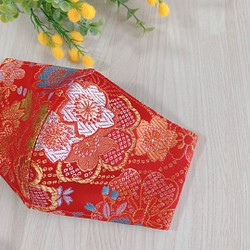 【３点限定】京都　西陣織　金襴　シルク糸使用　オーガニックコットンゴム　立体マスク 1枚目の画像