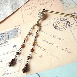 Kanzashi Vintage-style 米色珠子雙鏈 第1張的照片