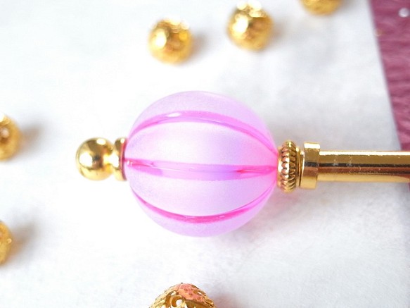 Kanzashi Pink Bonbori 風格的大珠子 第1張的照片