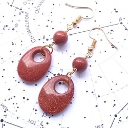 耳環 Akatsuki -Red Moon- 人造石 Red Goldstone 第1張的照片