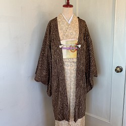 新品 正絹 女物 単衣 長羽織 ブラウン 着物 haori しば田 通販｜Creema