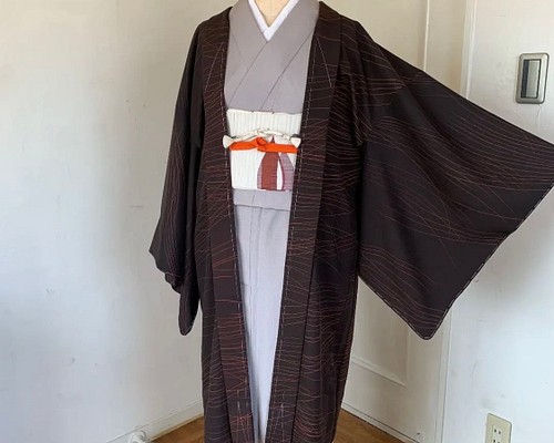 新品 正絹 単衣 女物 長羽織 焦げ茶 着物 haori しば田（お休み） 通販 ...