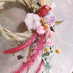 【HMD.Flowers】注連繩乾燥花圈  華麗掛飾 居家裝飾 第1張的照片