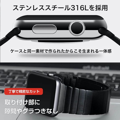 Apple Watch用リンクブレスレット 38/40mm, 42/44mm用 シルバー バンド 