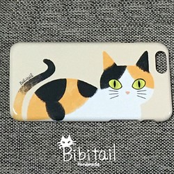 【送料込み】三毛猫　iPhone6/6s・7・8・SE・Xケース 1枚目の画像