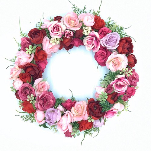 大人かわいい赤とピンクのバラのアーティフィシャルフラワー（造花 