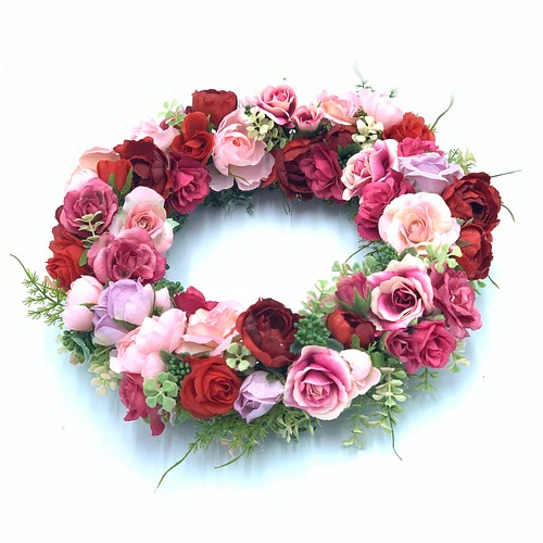 大人かわいい赤とピンクのバラのアーティフィシャルフラワー（造花 