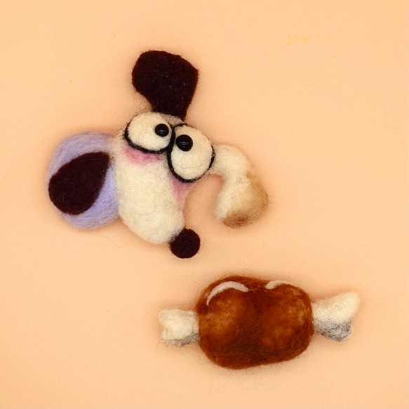 羊毛マグネット　（dog＆meat） 1枚目の画像
