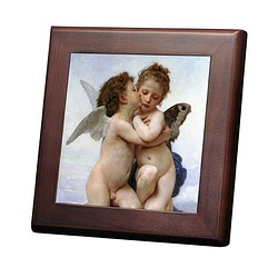 ブグロー『 ファースト・キス 』の木枠付きフォトタイル（S-サイズ）（世界の名画シリーズ） 1枚目の画像