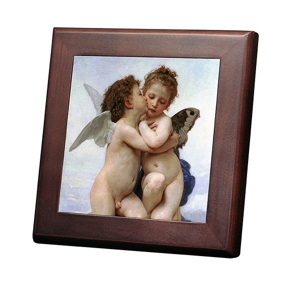 ブグロー『 ファースト・キス 』の木枠付きフォトタイル（S-サイズ）（世界の名画シリーズ） 1枚目の画像