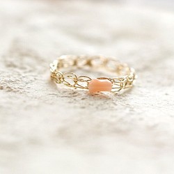 [K14GF]粉紅珊瑚*黃金填充編織環 第1張的照片
