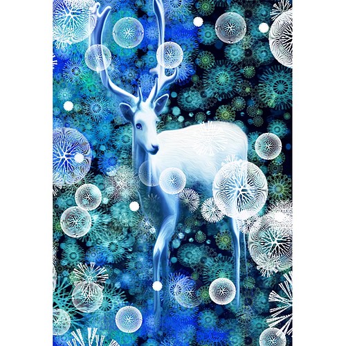 白い鹿 ａ４サイズ 絵画 理ko Lunariko 通販 Creema クリーマ ハンドメイド 手作り クラフト作品の販売サイト