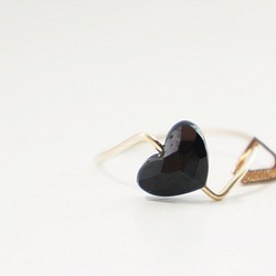 【K10 】 onyx heart ring ・by YouuumuJewelry* 第1張的照片